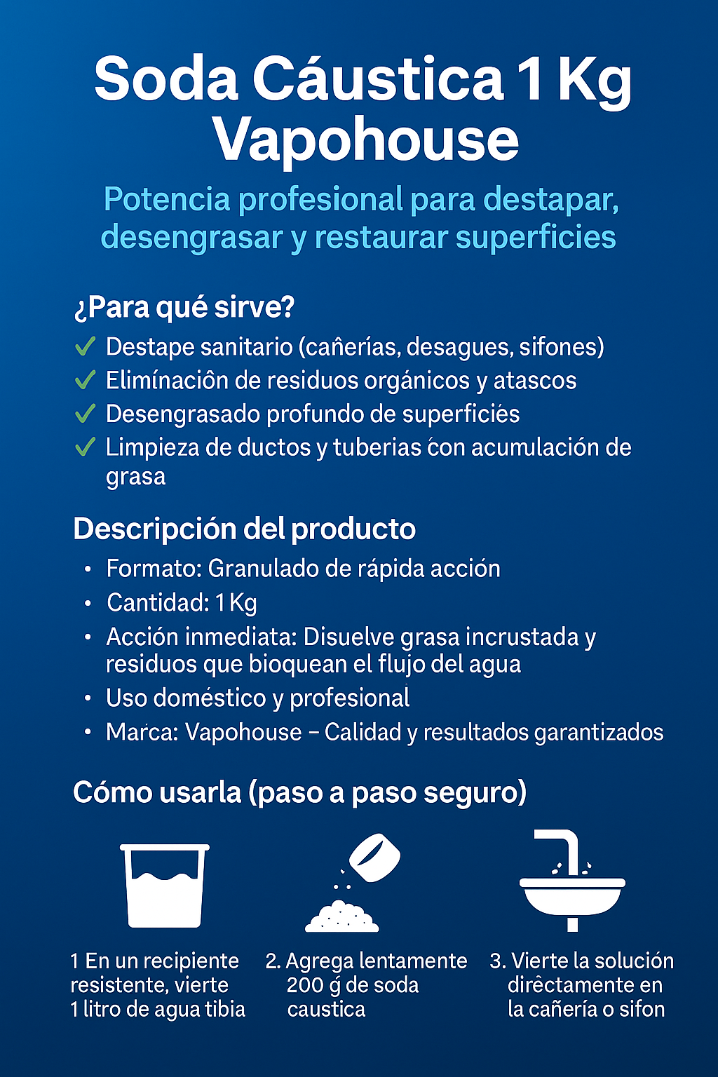 Soda Caustica 1Kg Vapohouse