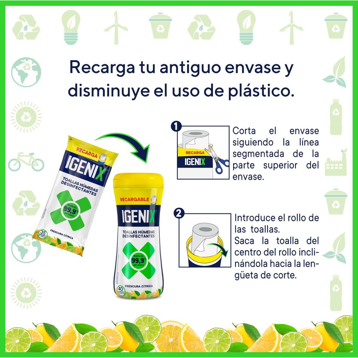 Toallitas Húmedas Desinfectantes Multiuso Recarga 35U Igenix