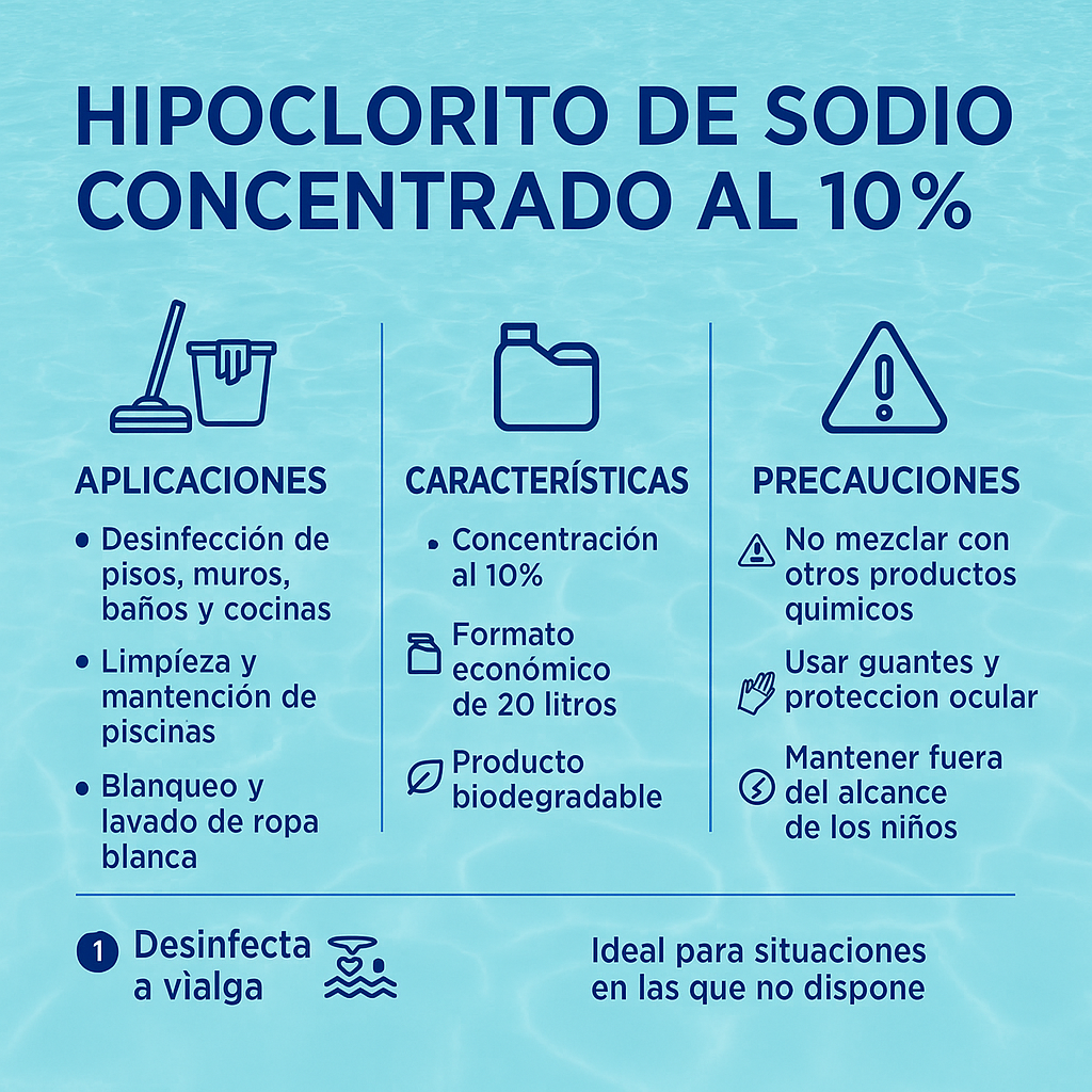 Cloro Liquido Concentrado Al 10% 20L Vapohouse