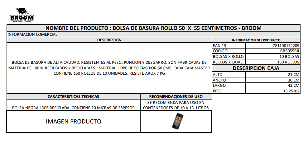 Bolsas De Basura 50x55 10u Broom