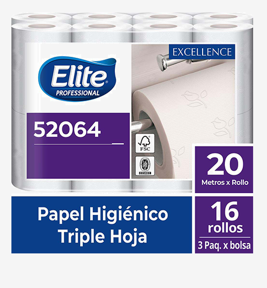 Papel Higiénico Triple Hoja 20m 16 Rollos Elite