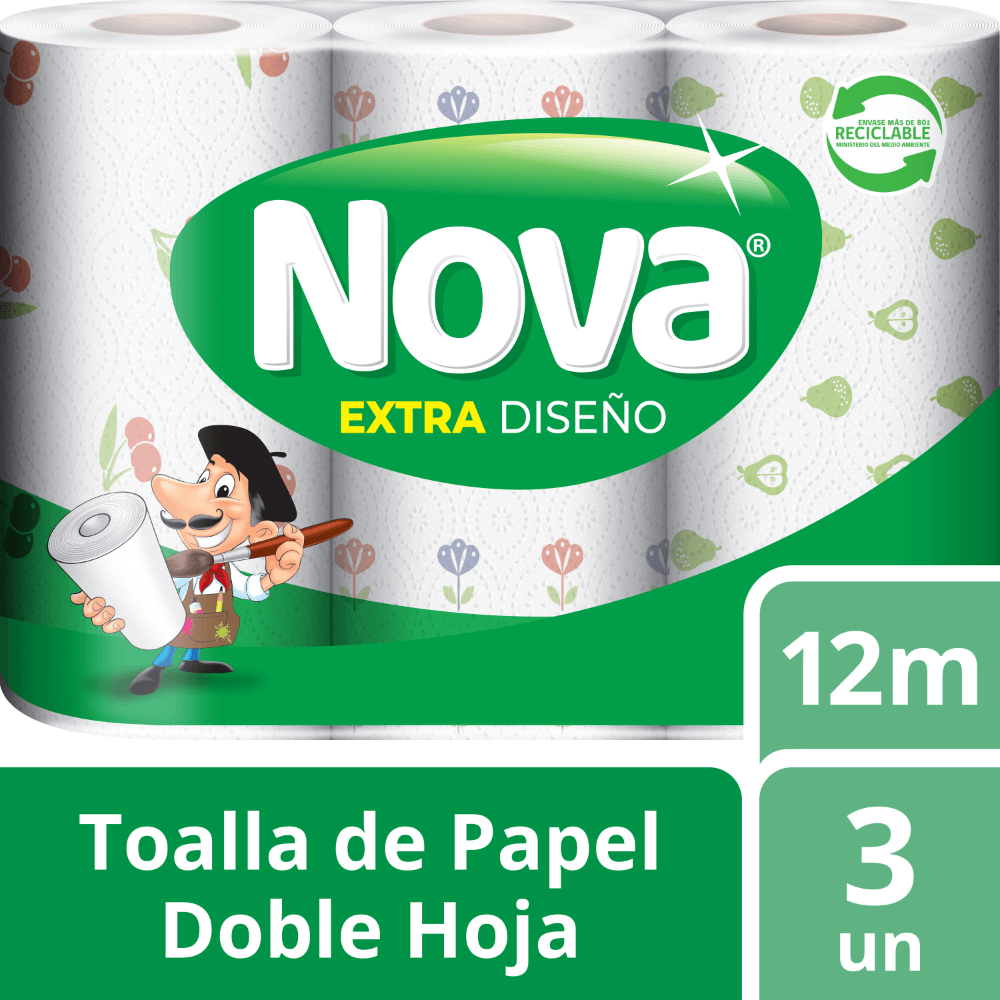 Toalla De Papel Doble Hoja 12m 3 Rollos C/D Noba