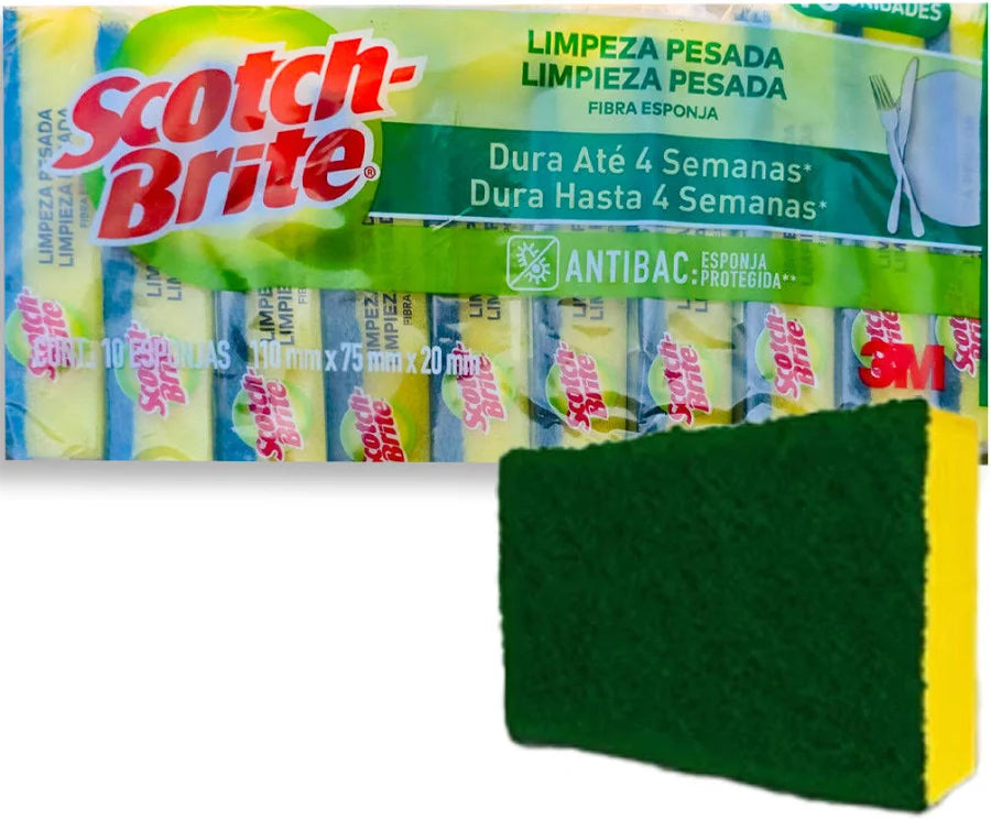 Esponja Lisa Limpieza Pesada 10u Scotch Brite