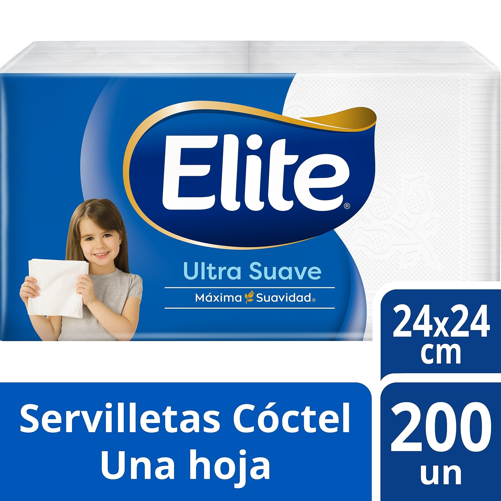 Servilletas Cocktail Ultra Suave 24x24cm 200u Elite