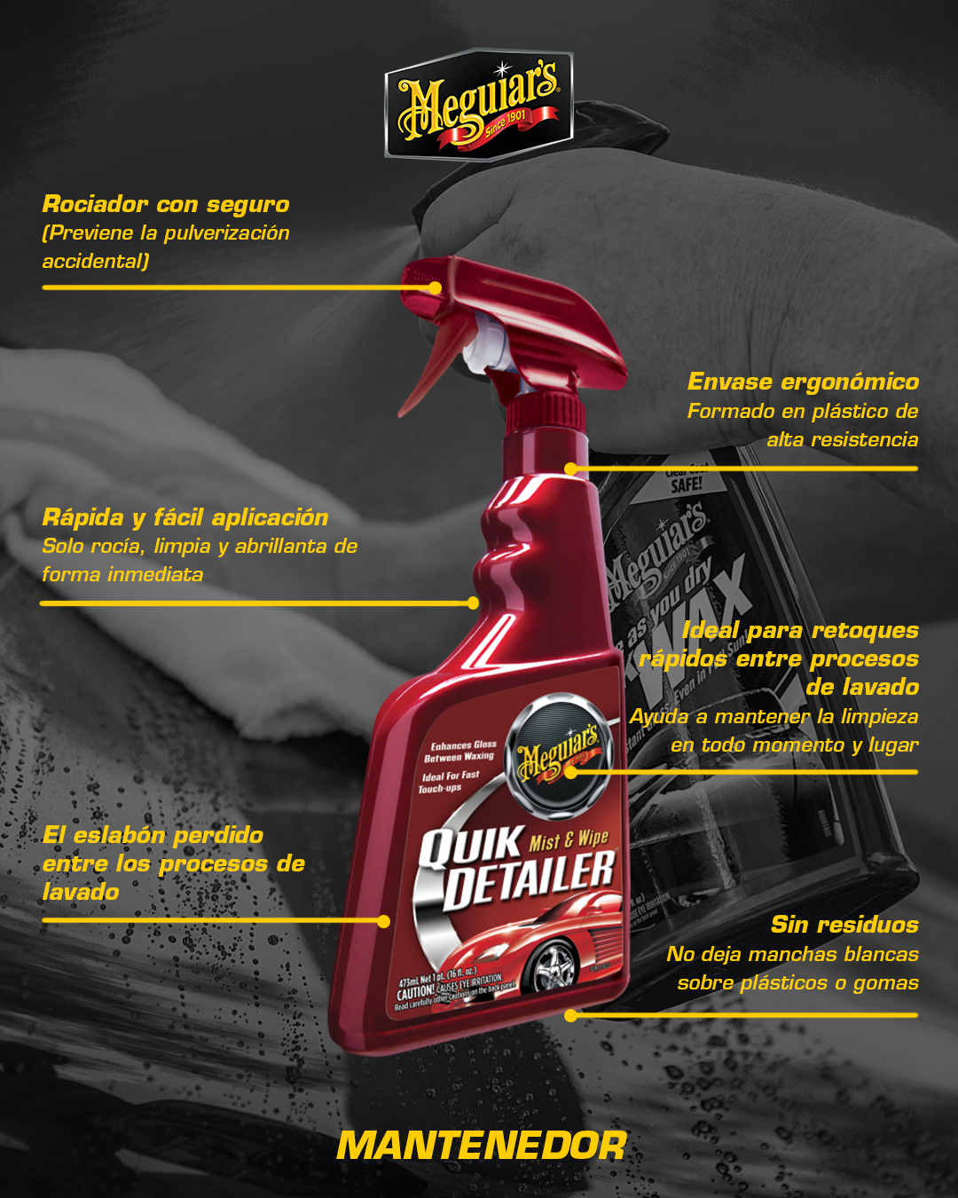 Limpiador De Auto Quik Detailer 473ml (A3316) Meguiar’s