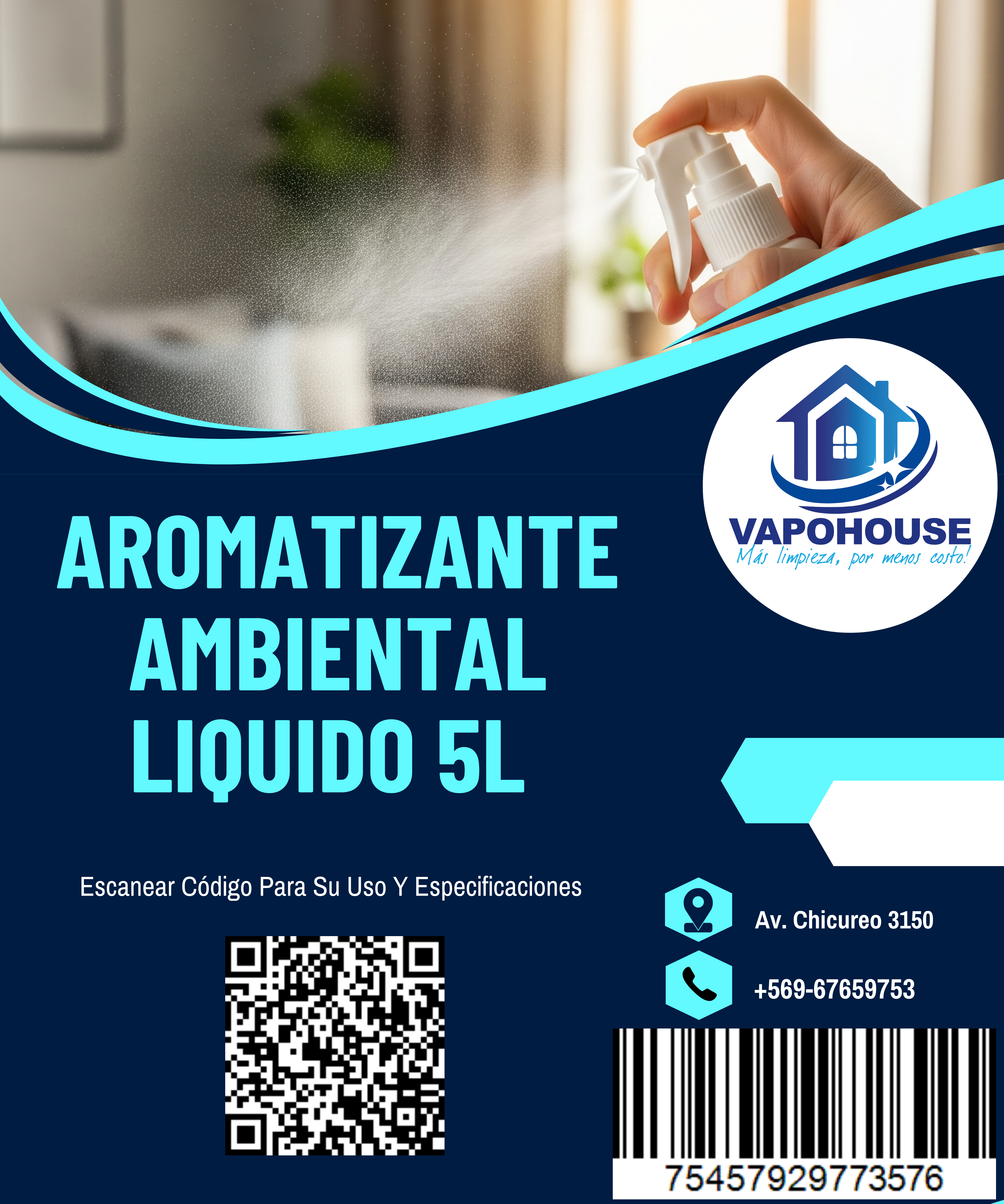 Aromatizante Ambiental Liquido Atospring 5L Vapohouse