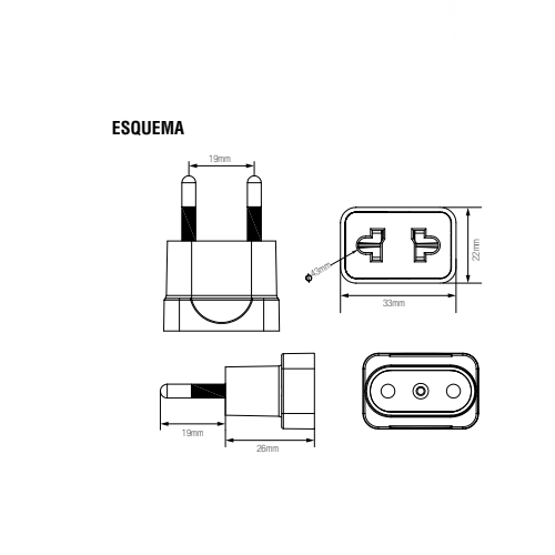 Adaptador Enchufe Americano Blanco 10a Lexo