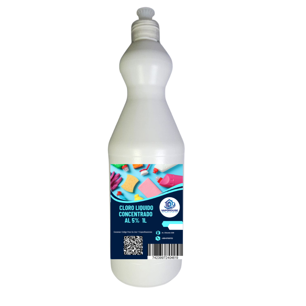Cloro Liquido Concentrado 5% 1L Vapohouse