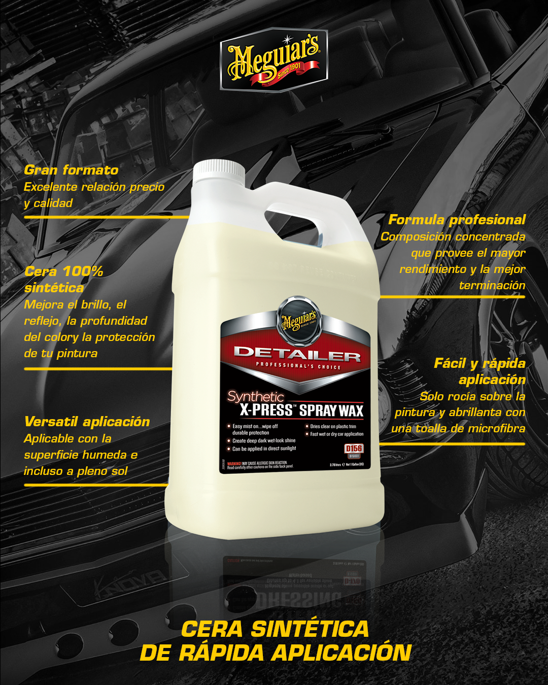 Cera Para Autos Synthetic X-Press Spray Wax 3.79L (D15601) Meguiar’s