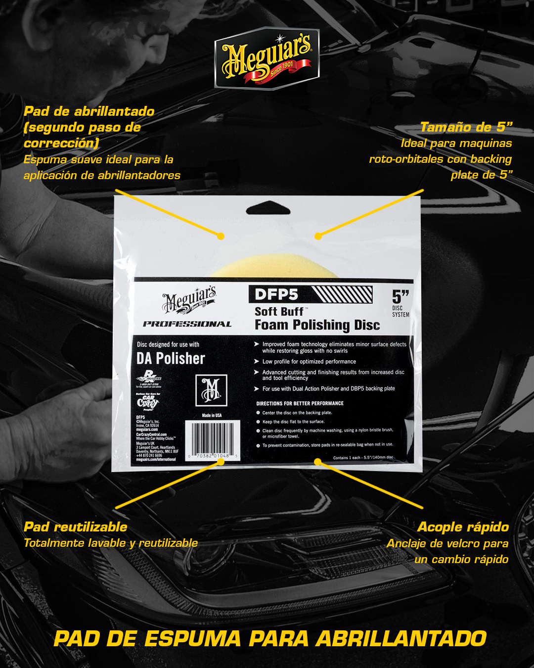 Bonete de Esponja Da Foam Polishing Disc 5 (DFP5) Meguiar’s