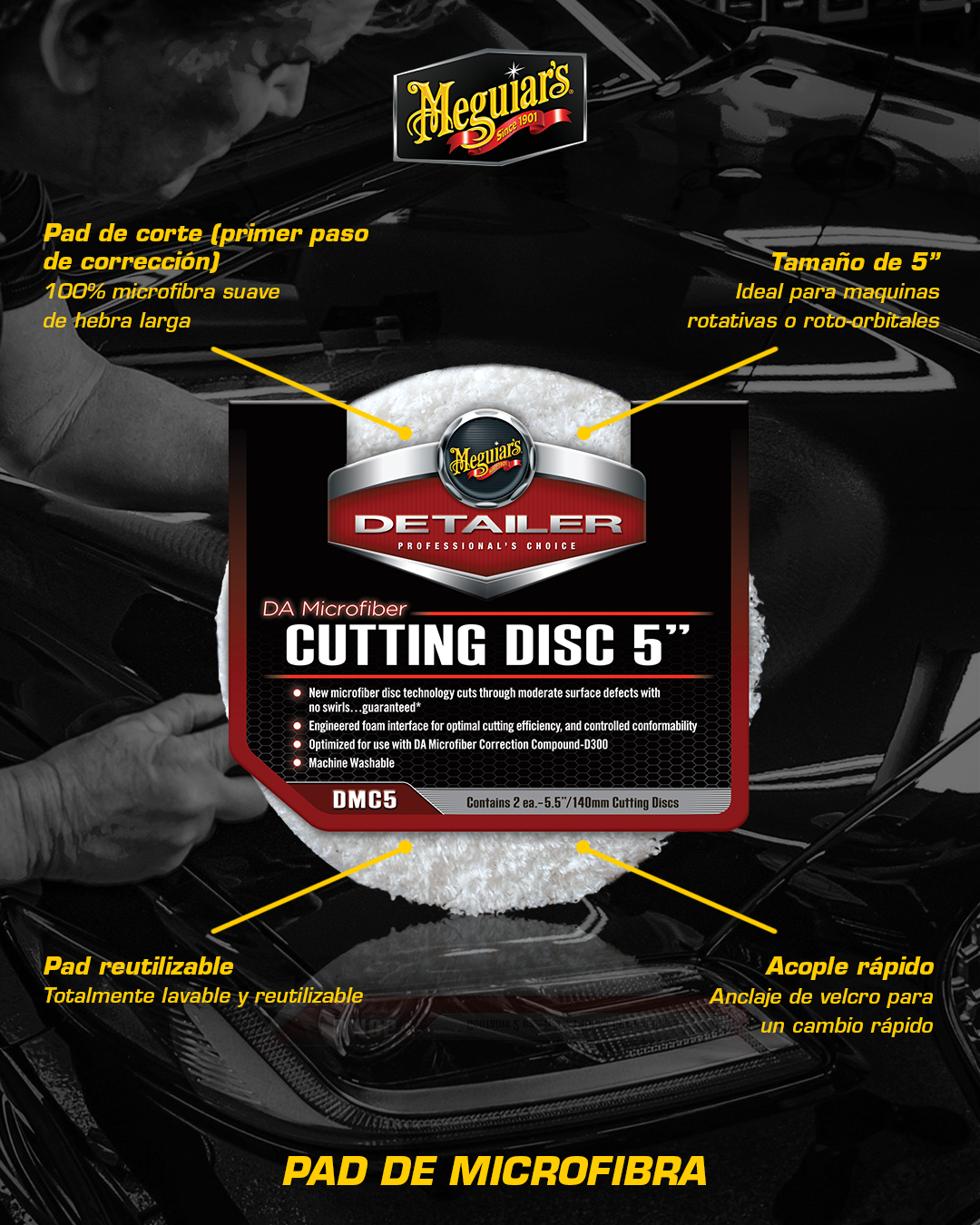 Bonete Microfibra Corte Cutting Disc 5 (DMC5) Meguiar’s