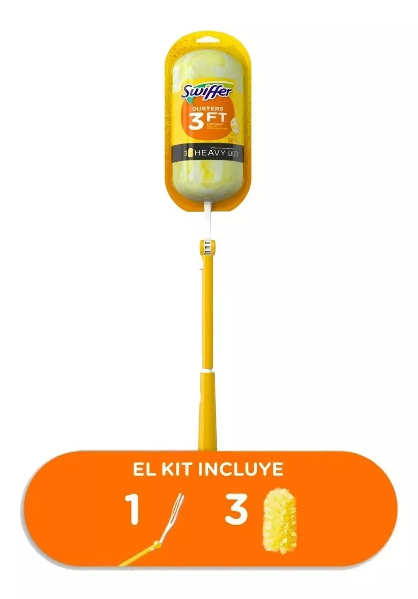 Kit Plumero Mango Retractil + 3 Repuestos Swiffer