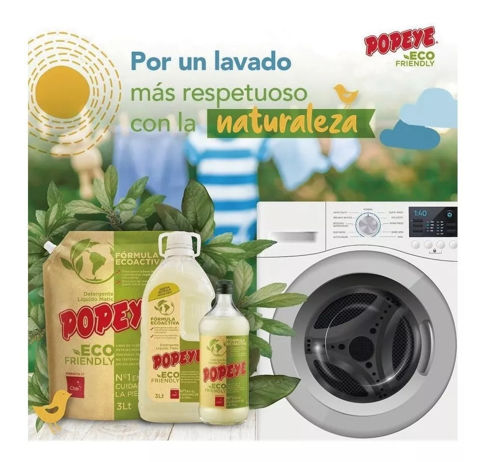 Detergente Liquido Eco Friendly Pet 3L Botella Popeye