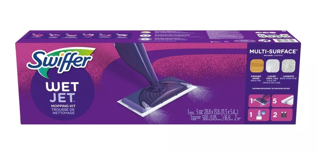 Kit Mopa Plana Wet Jet Mop + 1 Liquido + 5 Paños Swiffer