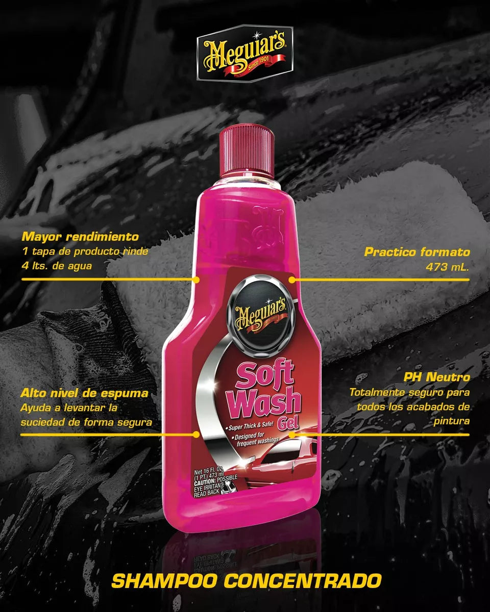 Shampoo Para Autos Soft Wash Gel 473ml (A2516) Meguiar’s