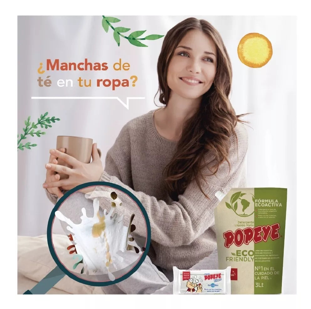 Caja 4u Detergente Liquido Eco Friendly DP 3L Popeye