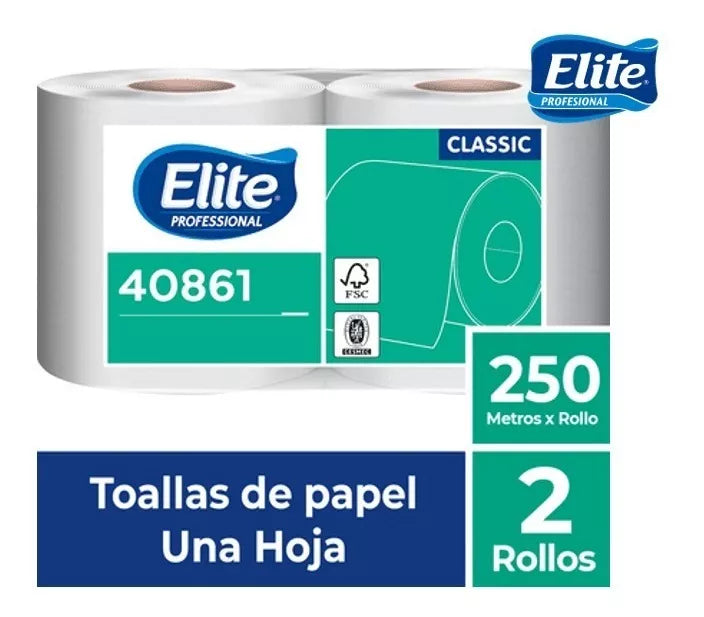 Toalla De Papel Una Hoja 250m 2 Rollos Elite