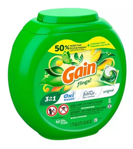 Detergente Cápsulas Gain lavanda Oxy 81Pods