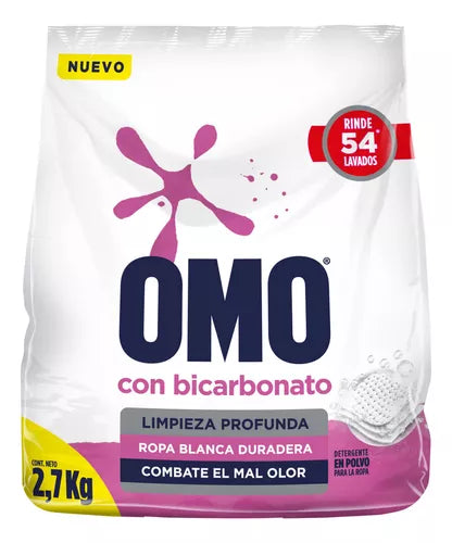 Detergente En Polvo Con Bicarbonato 2.7Kg Omo
