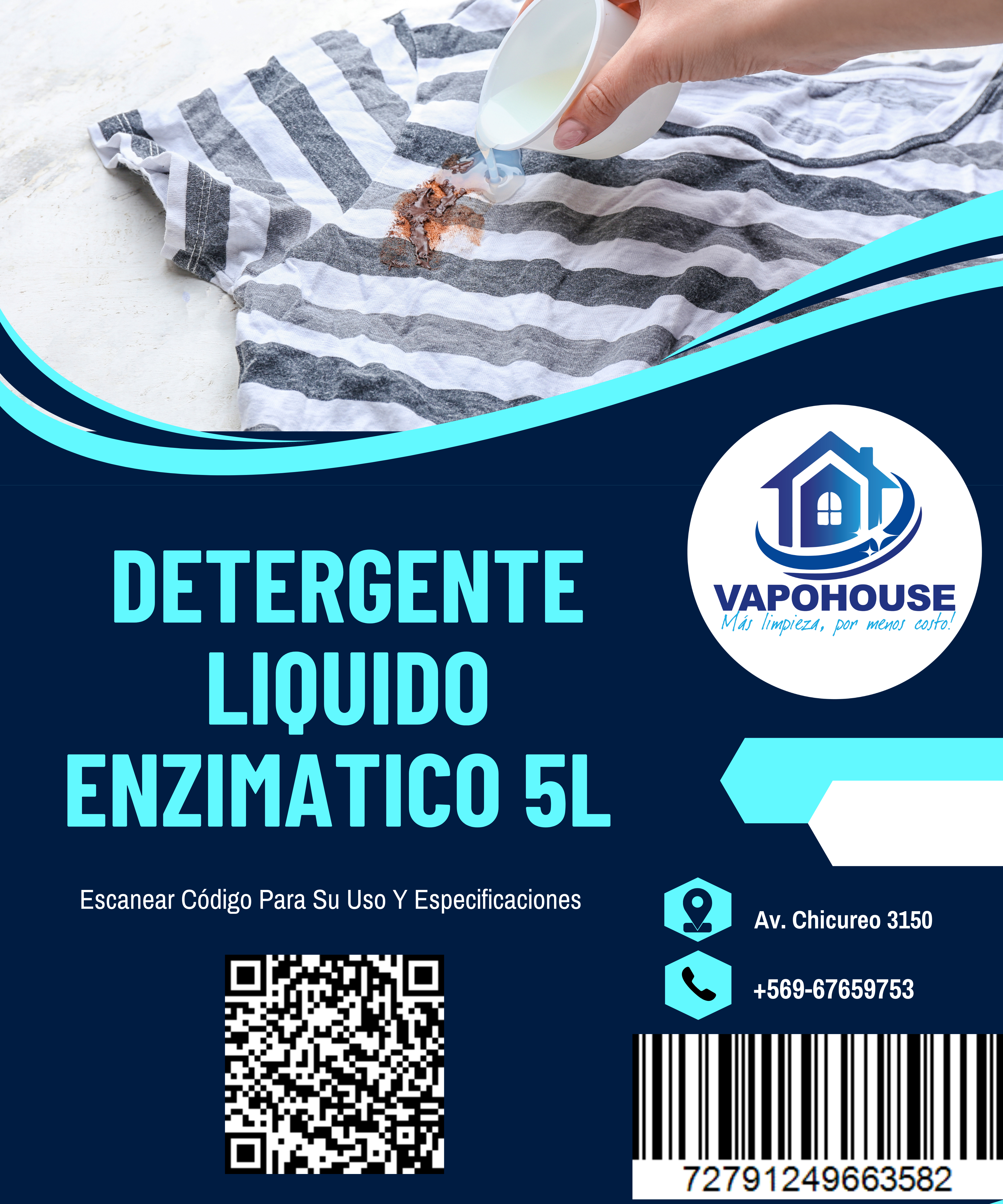 Detergente Liquido Enzimatico 20L Vapohouse