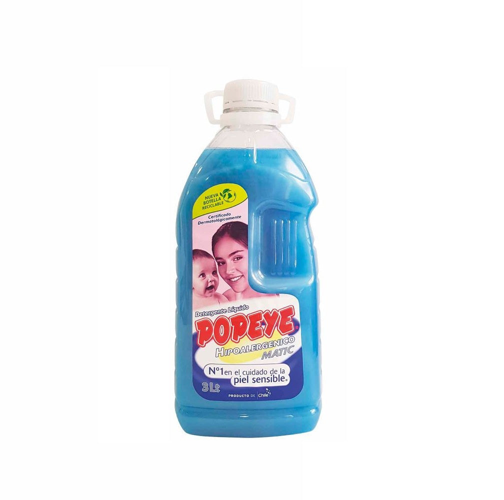 Detergente Liquido Hipoalergenico Bebe 3L Botella Popeye