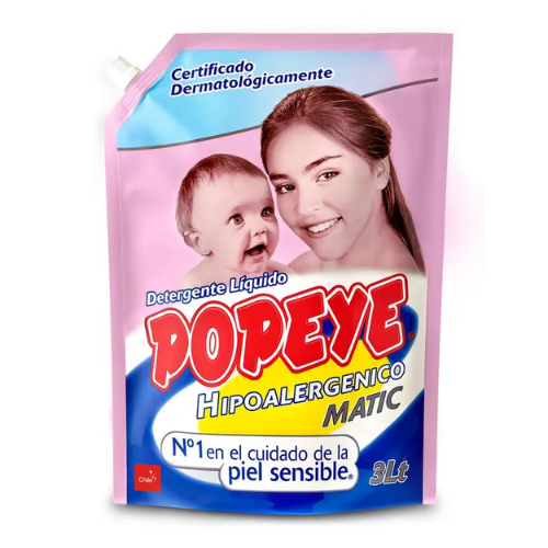 Detergente Liquido Hipoalergenico Bebe 3L Popeye