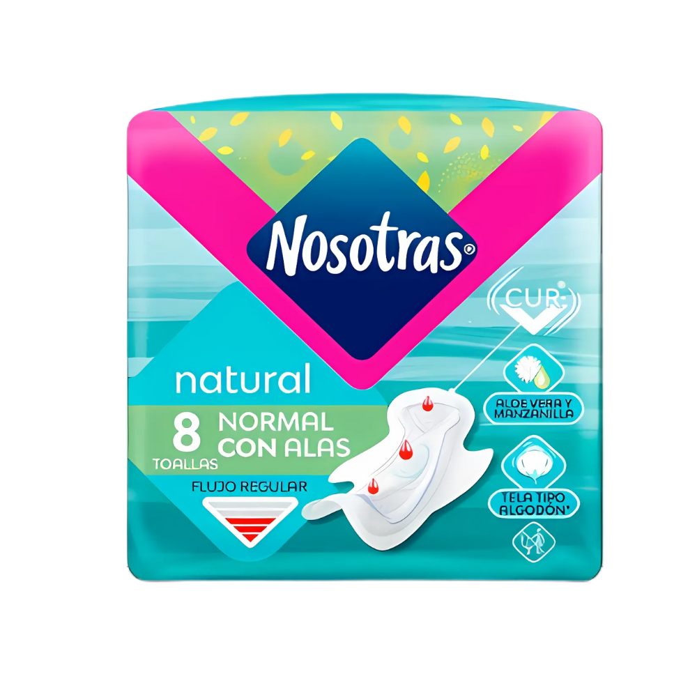 Toallitas Femeninas Extra Suave Normal Con Alas 8u Nosotras