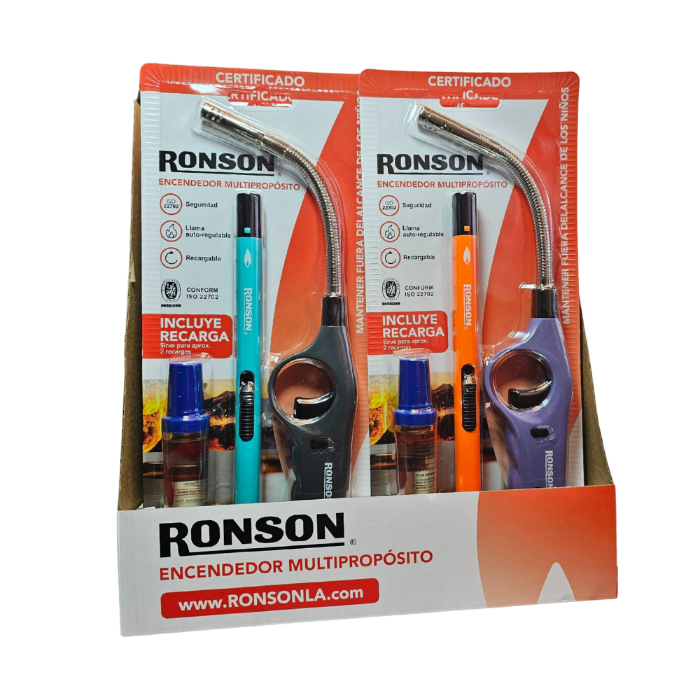 Pack 12u Pack Encendedor Cocina Tubo Flexible + Slim + Gas Ronson