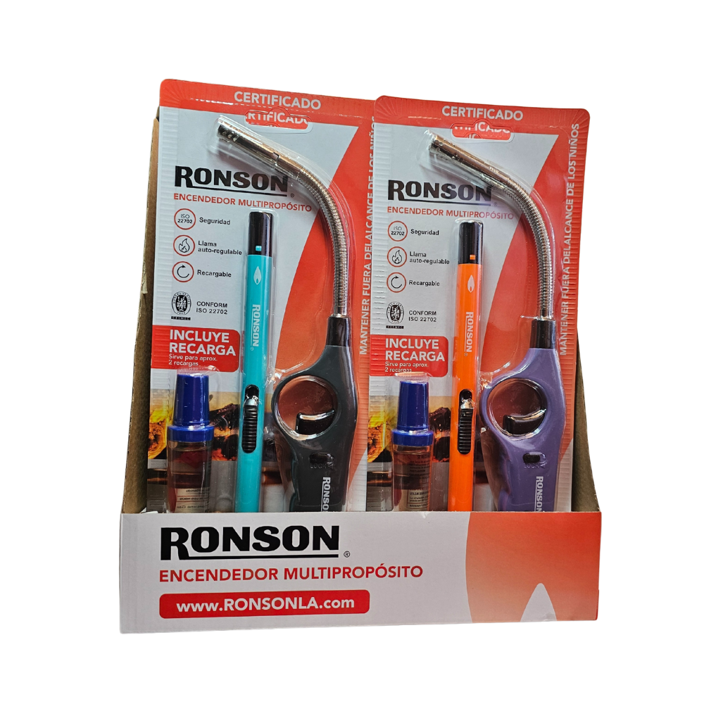 Pack 12u Pack Encendedor Cocina Tubo Flexible + Slim + Gas Ronson