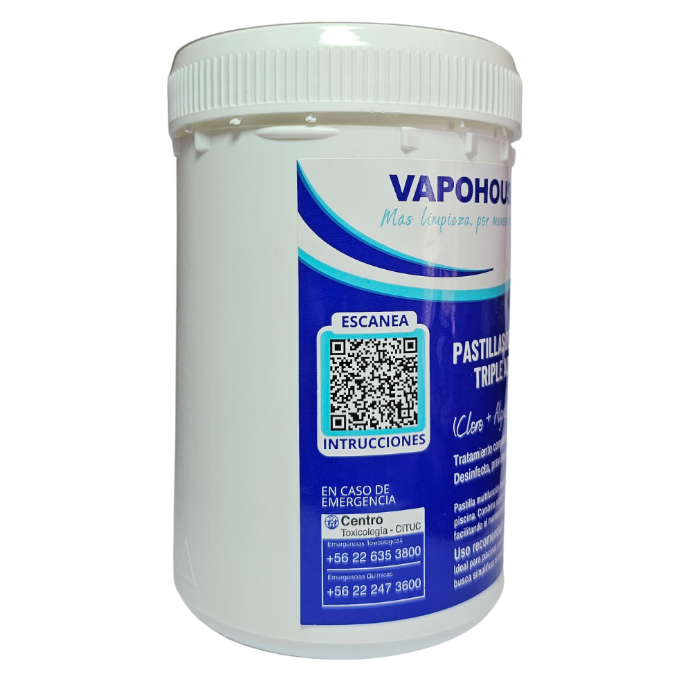 Pack 20u Pastillas De Cloro Triple Accion Para Piscina 1k Vapohouse