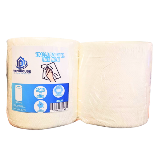 Toalla De Papel Una Hoja Autocorte 250m 2 Rollos (102125) Vapohouse