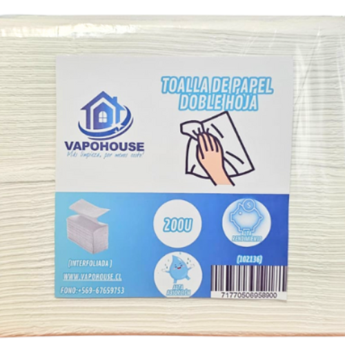 Toalla De Papel Interfoliada Doble Hoja 200u (102136) Vapohouse