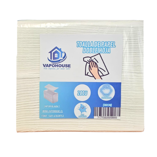 Toalla De Papel Interfoliada Doble Hoja 200u (102136) Vapohouse