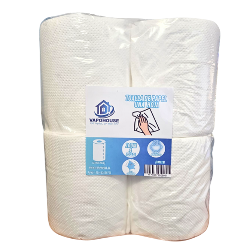 Toalla De Papel Una Hoja Autocorte 100m 4 Rollos (102119) Vapohouse