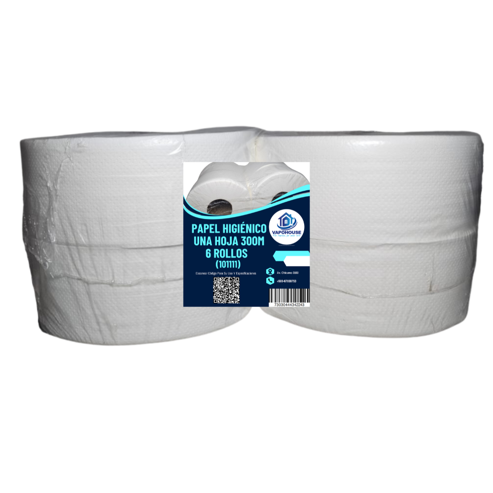 Papel Higiénico Una Hoja 500m (101106) 4 Rollos Vapohouse