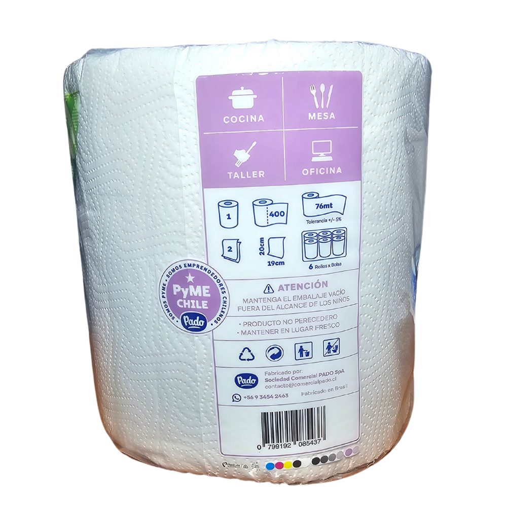 Toalla De Papel Doble Hoja 400 cortes 20x19cm 1 Rollos Giulietta