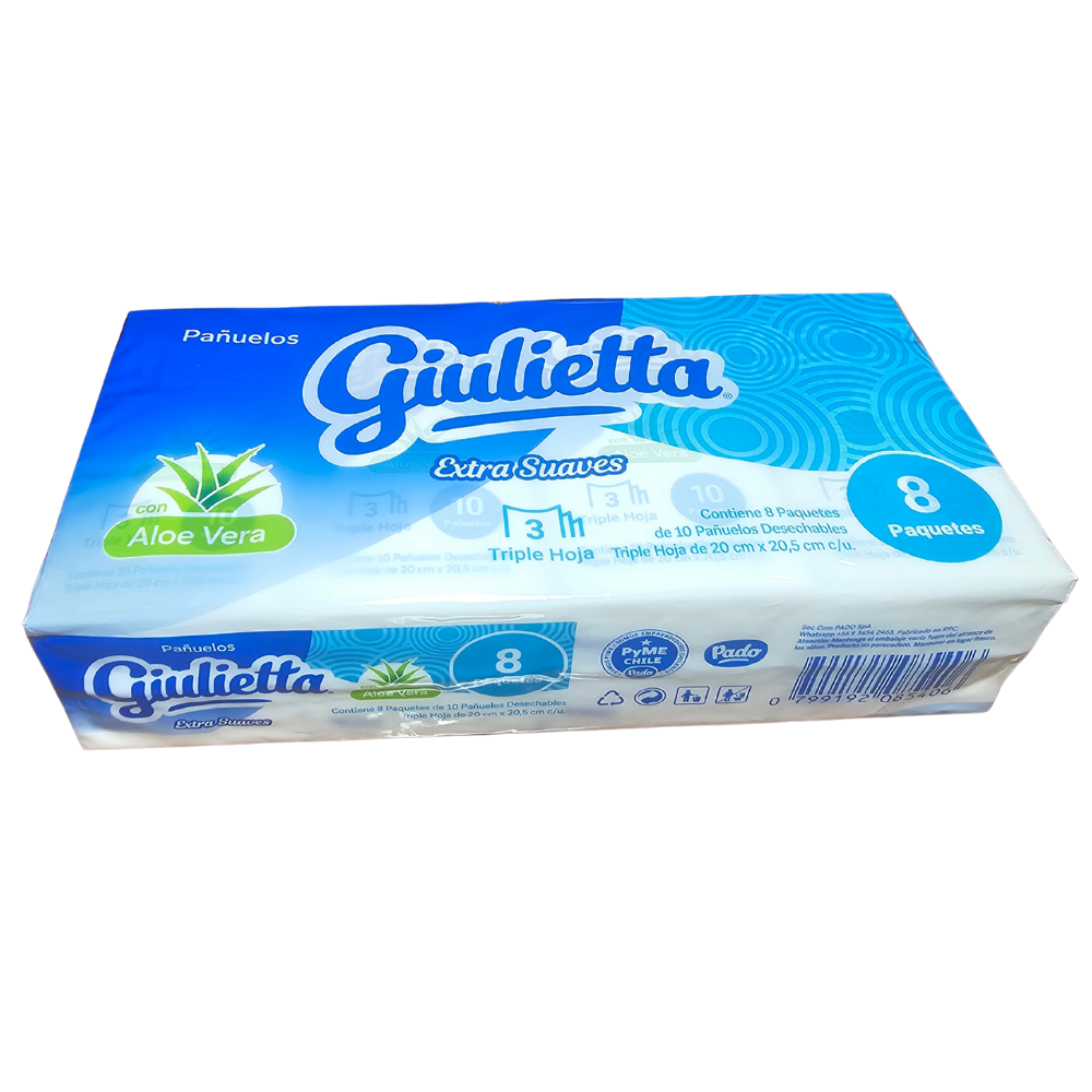 Pañuelo Triple Hoja Aloe VEra 8u Unidades Giuletta