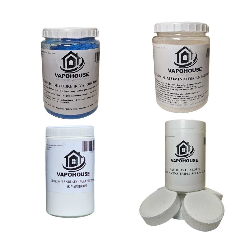 🏊♂️ Kit Limpieza Piscina Verde a Transparente Vapohouse – Cloro, Sulfato y Tratamiento Completo