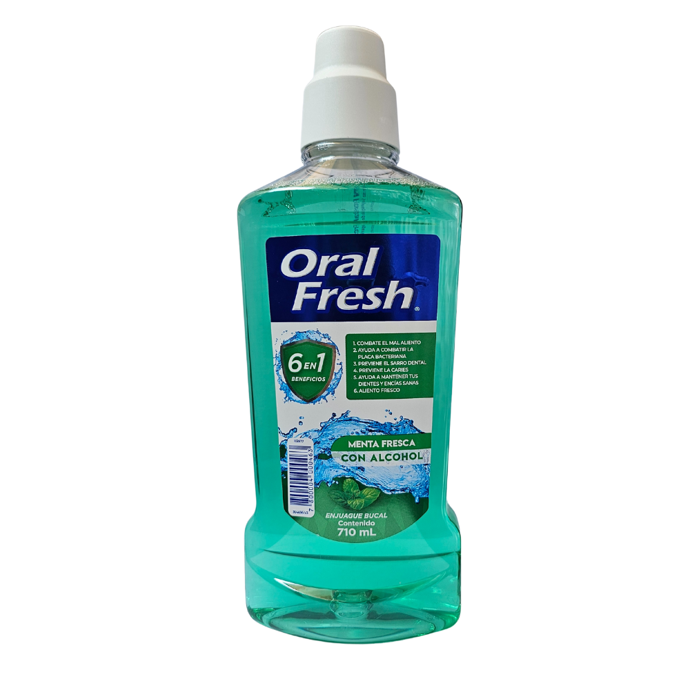 Enjuague Bucal Menta Fresca Con Alcohol 710ml Oral Fresh