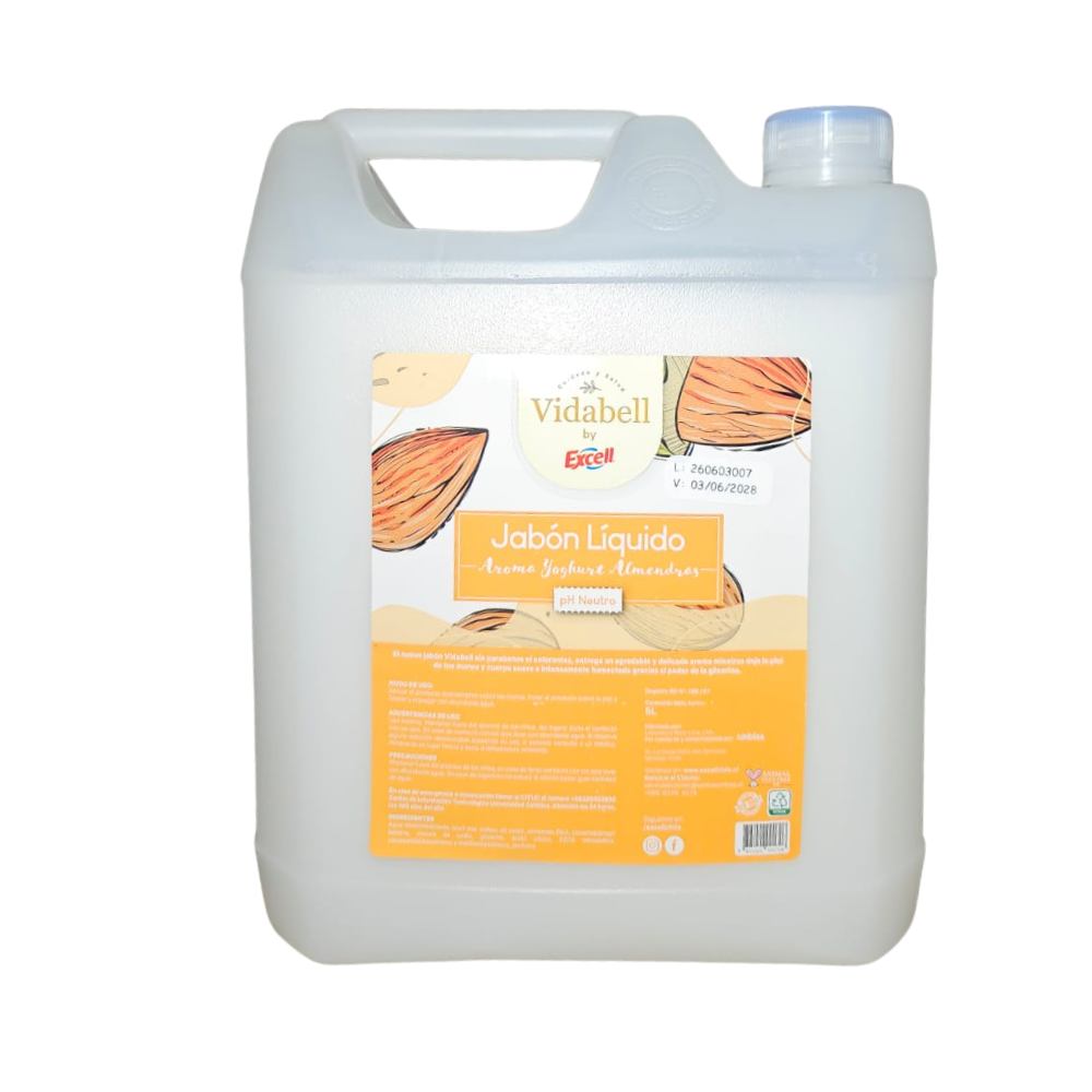 Jabon Líquido Ph Neutro Aroma Yoghurt Almendras 5L Vidabell