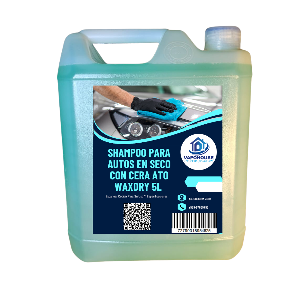 Shampoo Para Autos En Seco Con Cera Ato Waxdry 5L Vapohouse