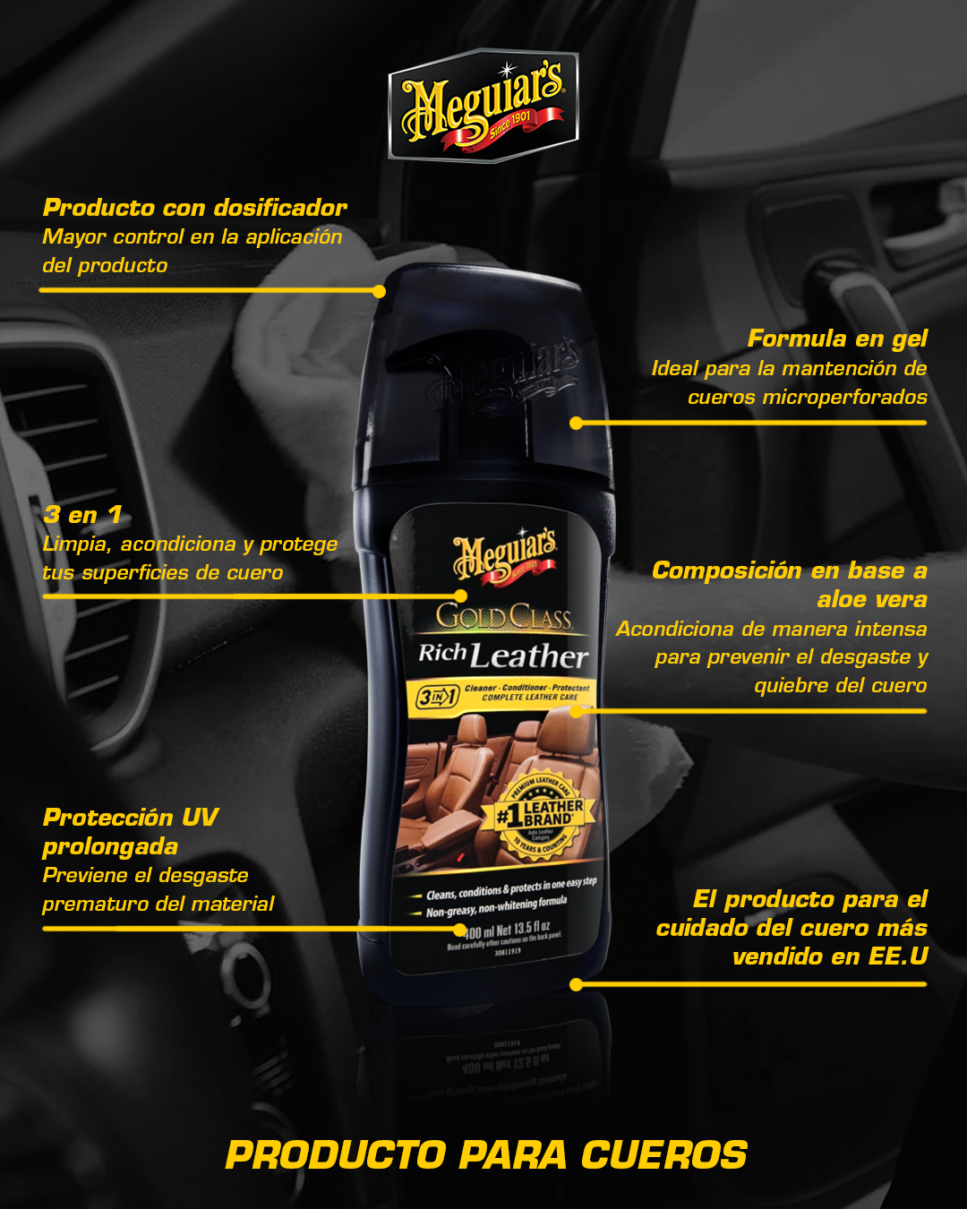 Gel Limpiador de Cuero Gold Class Rich Leather Gel 400ml · Meguiar's (G17914)