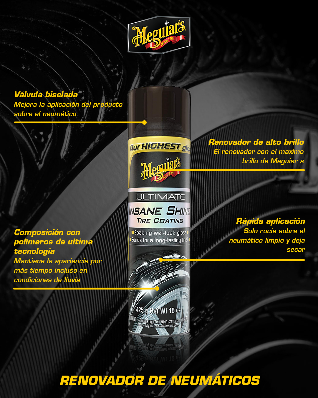 Renovador De Neumaticos Ultimate Insane Shine Tire Coating 425g (G210419EU) Meguiar’s