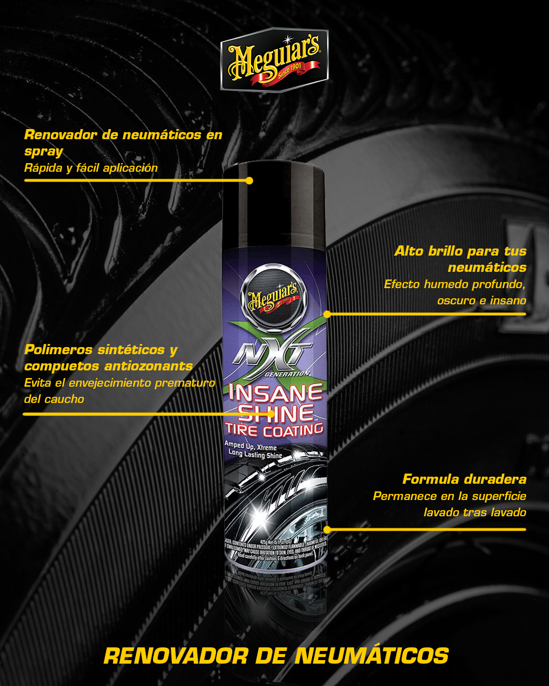 Renovador De Neumáticos Nxt Insane Shine Tire Coating 425g (G13115) Meguiar’s