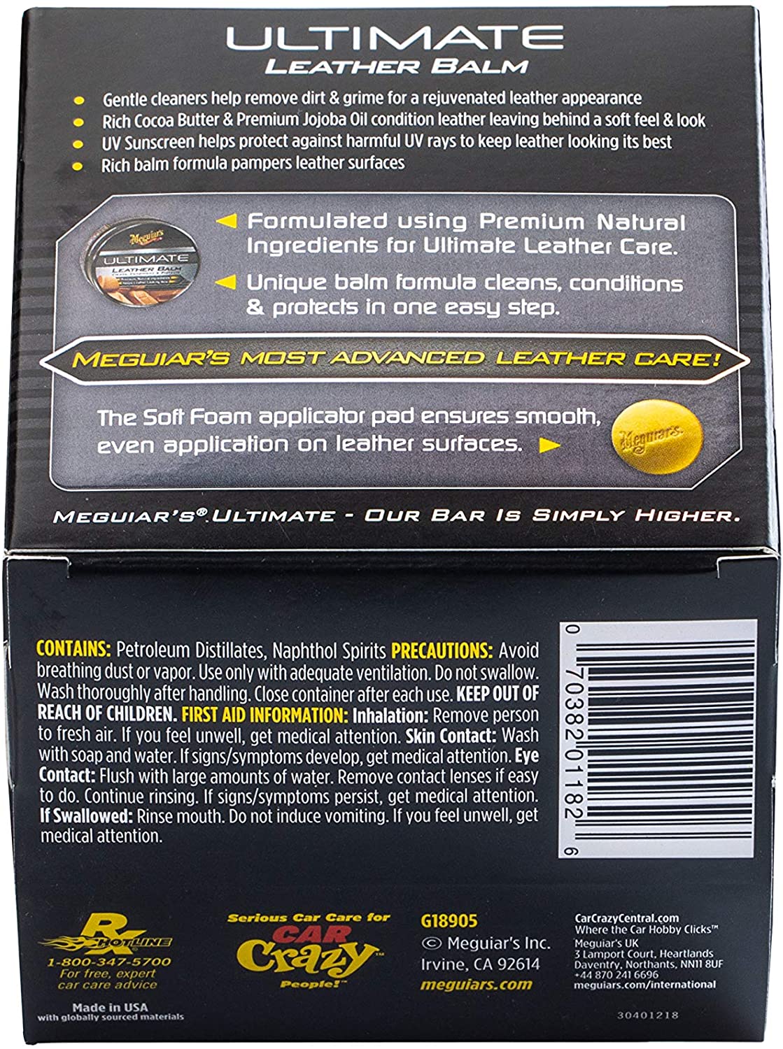 Bálsamo Reparador de Cuero Ultimate Leather Balm 160g · Meguiar's (G18905)
