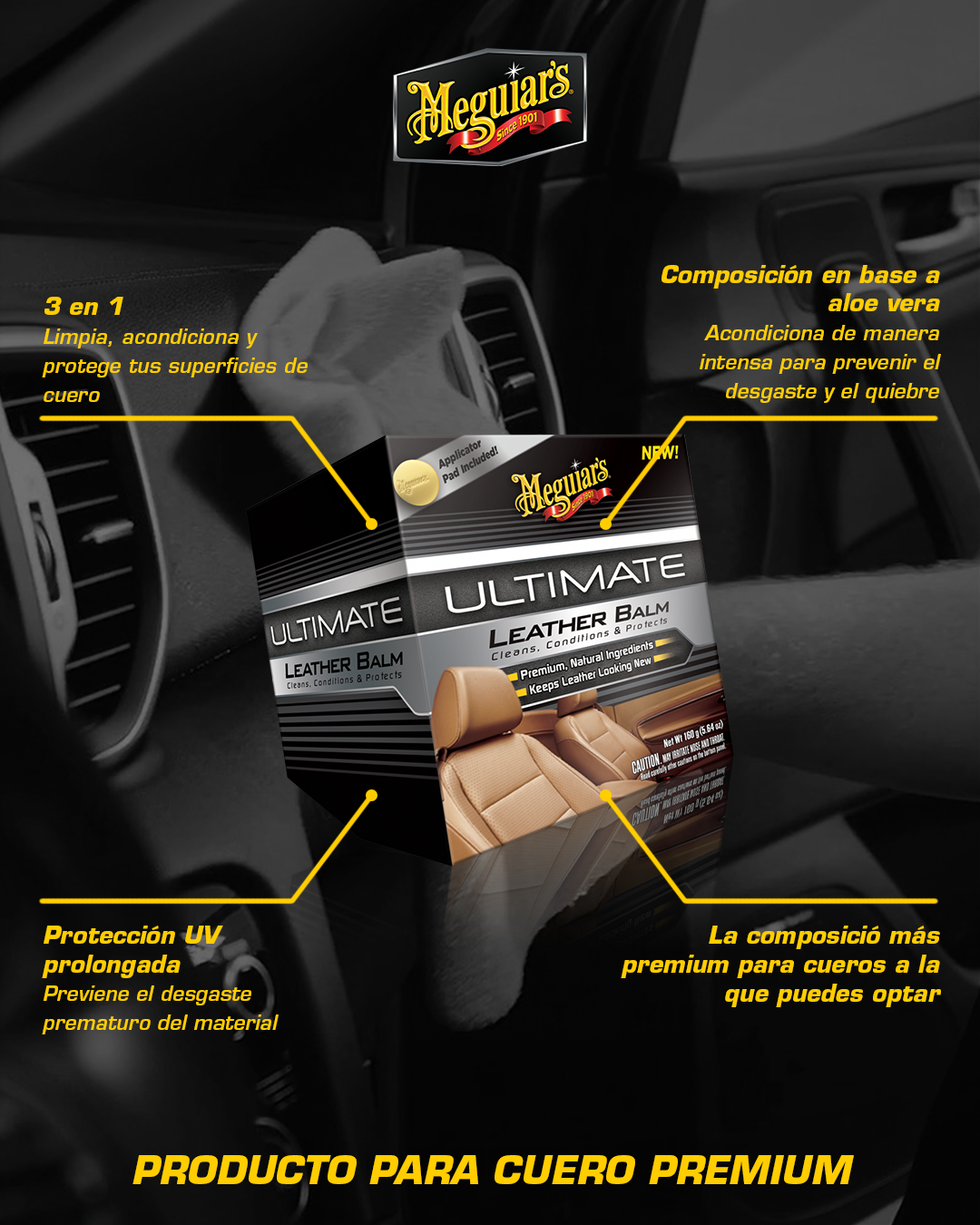 Bálsamo Reparador de Cuero Ultimate Leather Balm 160g · Meguiar's (G18905)