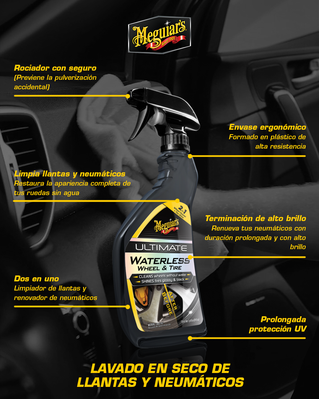 Limpiador De Llantas Ultimate Waterless Wheel & Tire 709ml (G190424) Meguiar’s