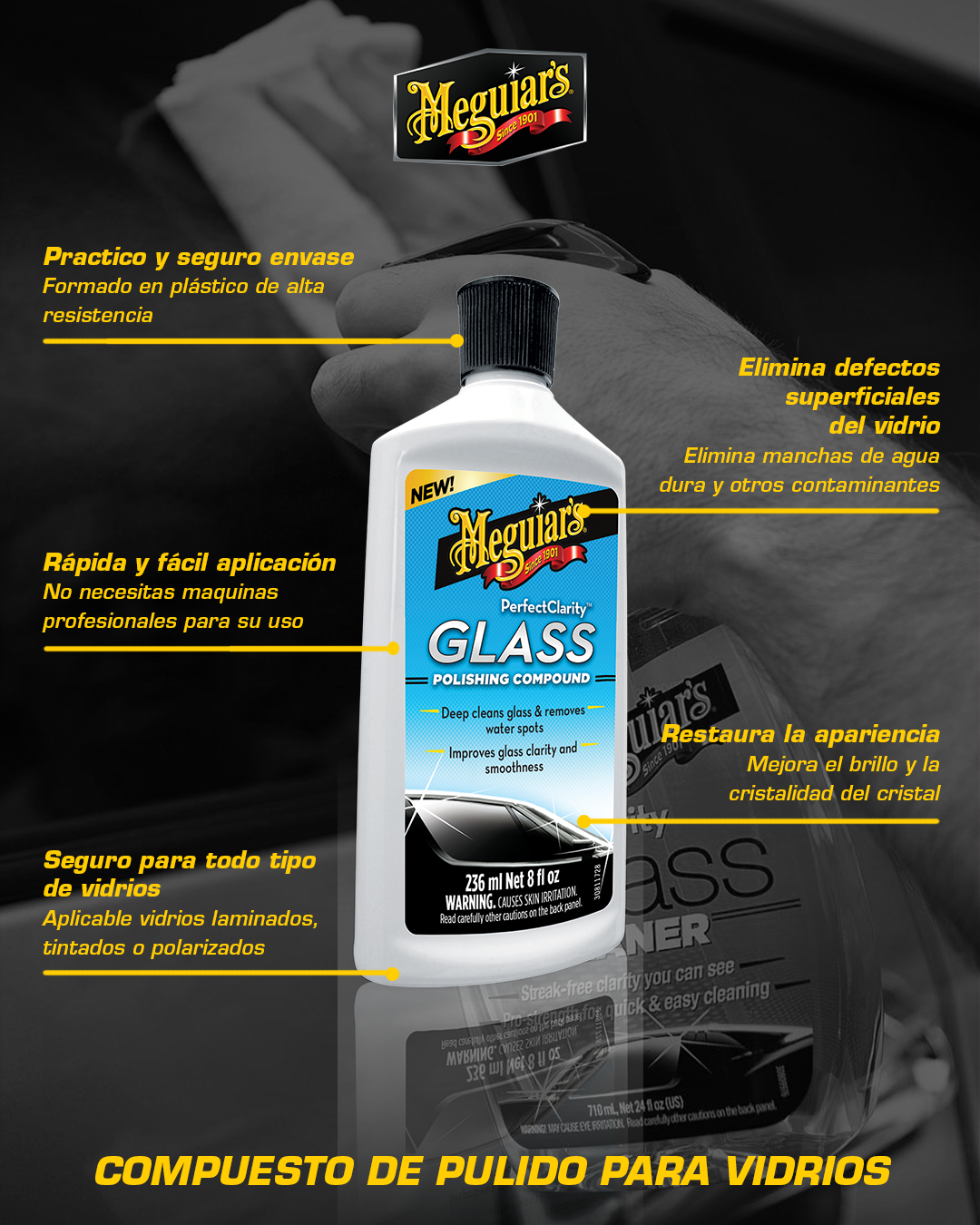 Limpia Vidrios Perfect Clarity Glass Polishing Compound 236ml (G8408) Meguiar’s