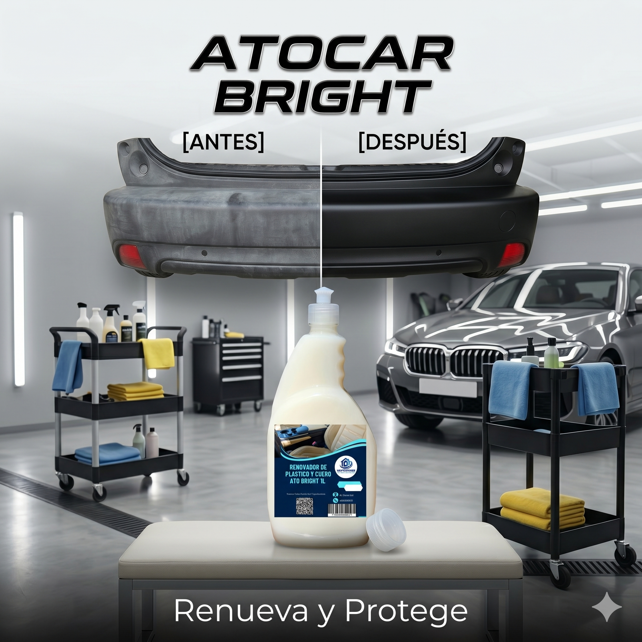 Renovador De Plástico Y Cuero Ato Bright 1L Vapohouse