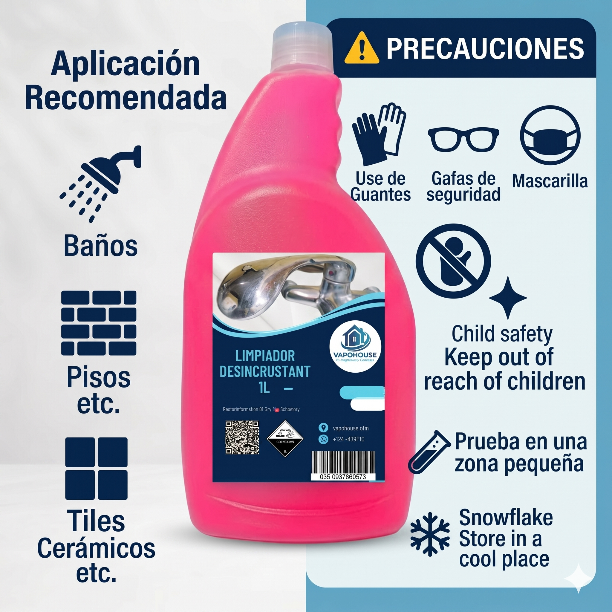Limpiador Desincrustante Sarro Acid Mousse 1L Vapohouse
